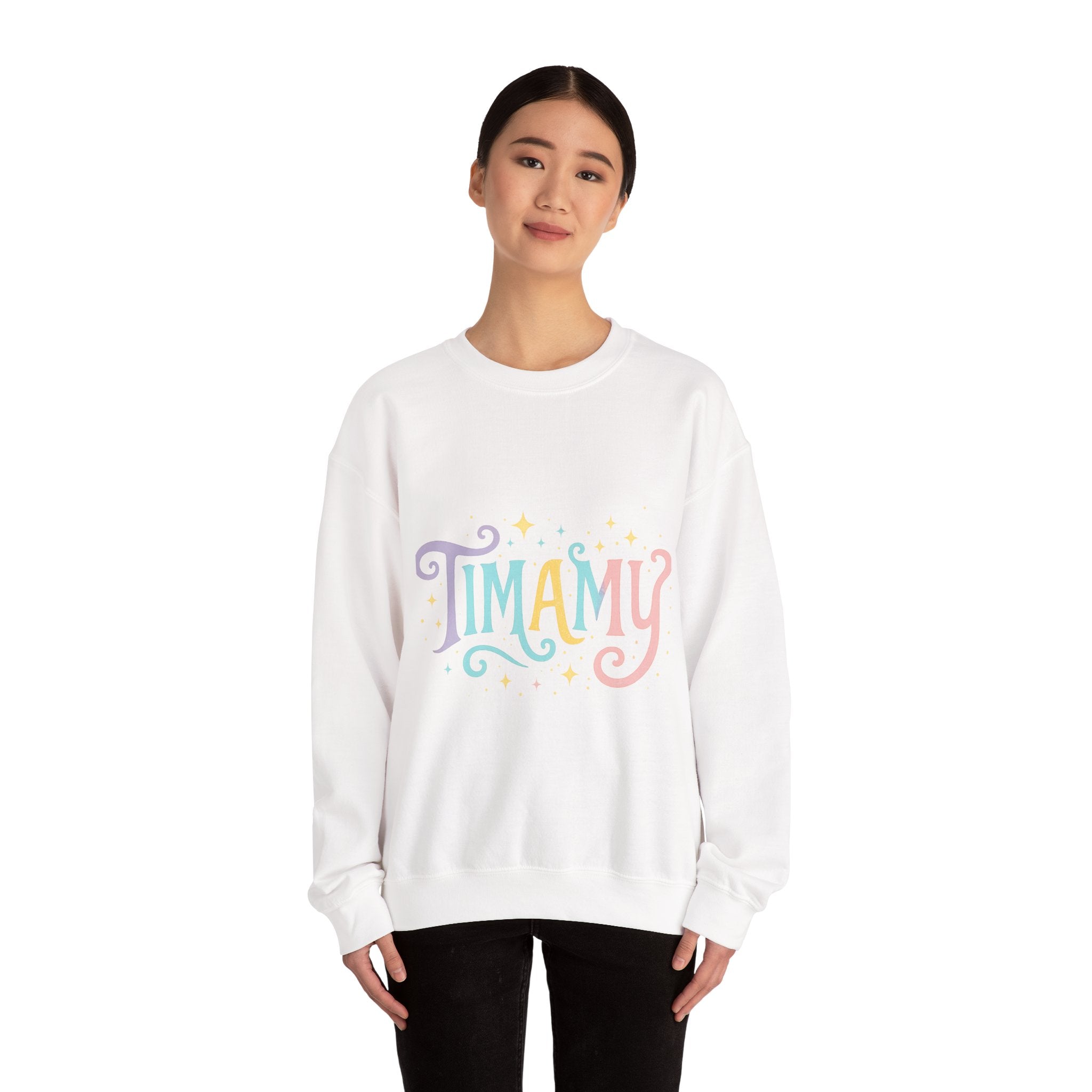 Timamy Pastel Logo Sweatshirt — Cute Colorful Graphic Crewneck