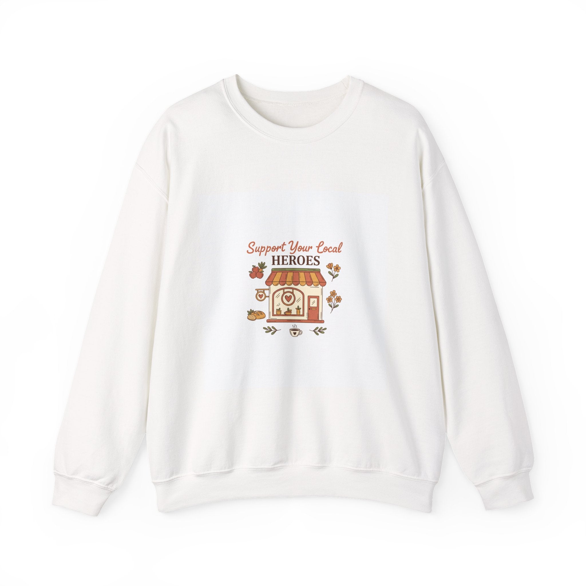 Crewneck Sweatshirt — "Support Your Local Heroes" Vintage Bakery Design