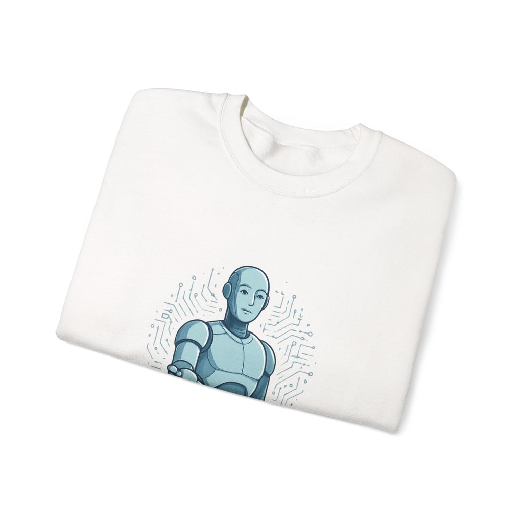 Robot Illustration Sweatshirt — "Harnessing Progress, Embracing Change" Crewneck