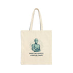 Robot Illustration Tote Bag — "Harnessing Progress, Embracing Change" Cotton Canvas Shopper