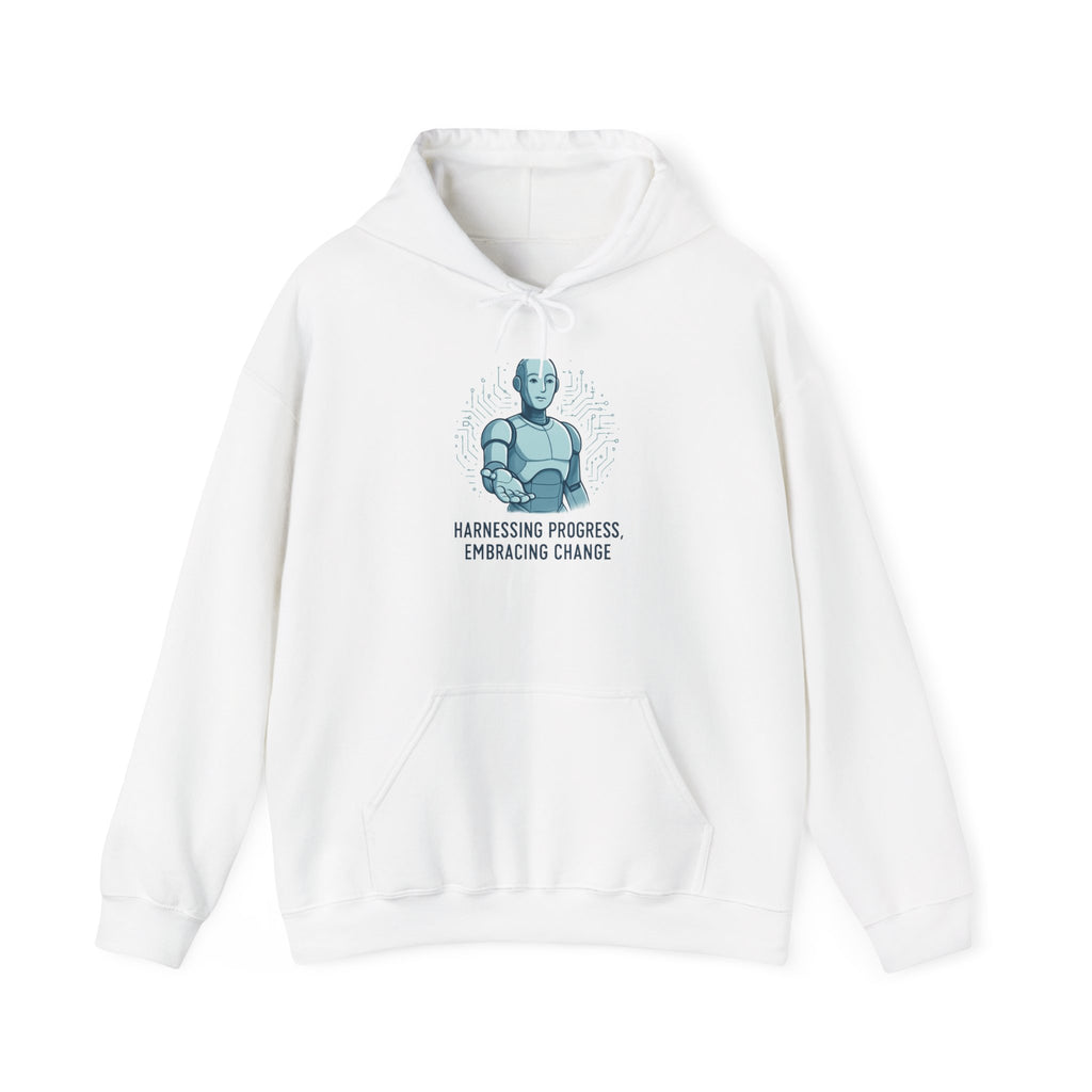 Robot Illustration Hoodie — "Harnessing Progress, Embracing Change" Tech Futurist Sweatshirt