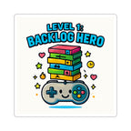 Backlog Hero Sticker — Cute Gamer Controller Stack Kiss-Cut Sticker