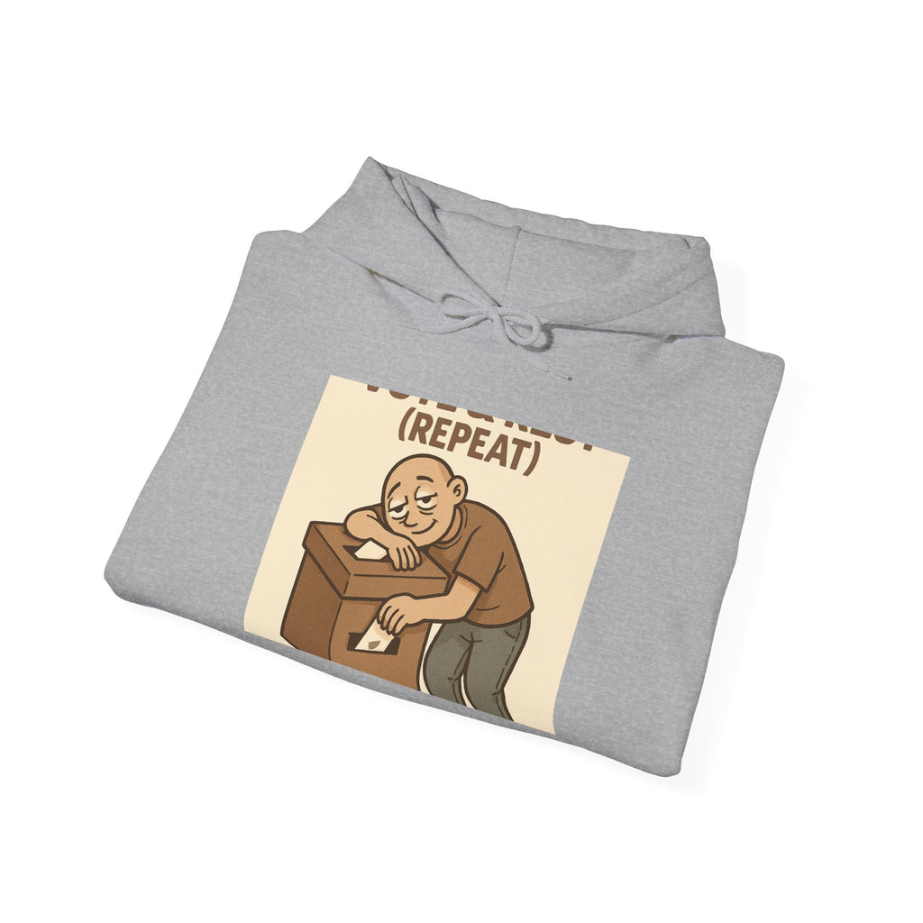 Repeat Voting Humor Hoodie – Funny Ballot Box Cartoon Sweatshirt