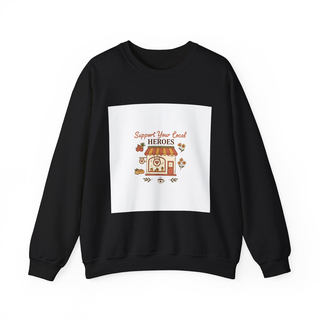 Crewneck Sweatshirt — "Support Your Local Heroes" Vintage Bakery Design