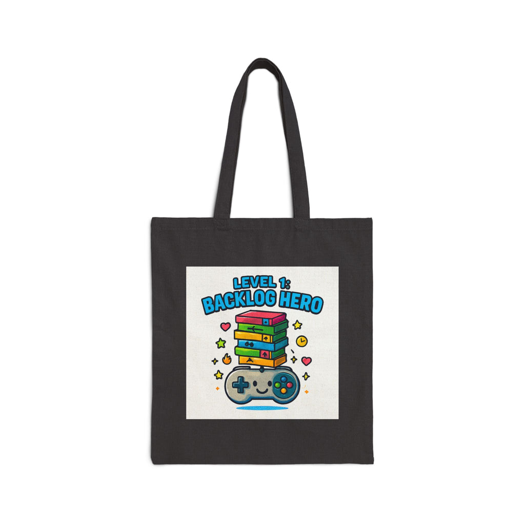 Backlog Hero Tote Bag – Gamer Book & Controller Canvas Tote