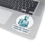 Robot Embrace Sticker — "Harnessing Progress, Embracing Change" Kiss-Cut Vinyl