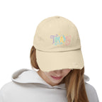Distressed Baseball Cap — "MAMY" Pastel Retro Script Hat for Moms, Mother's Day Gift