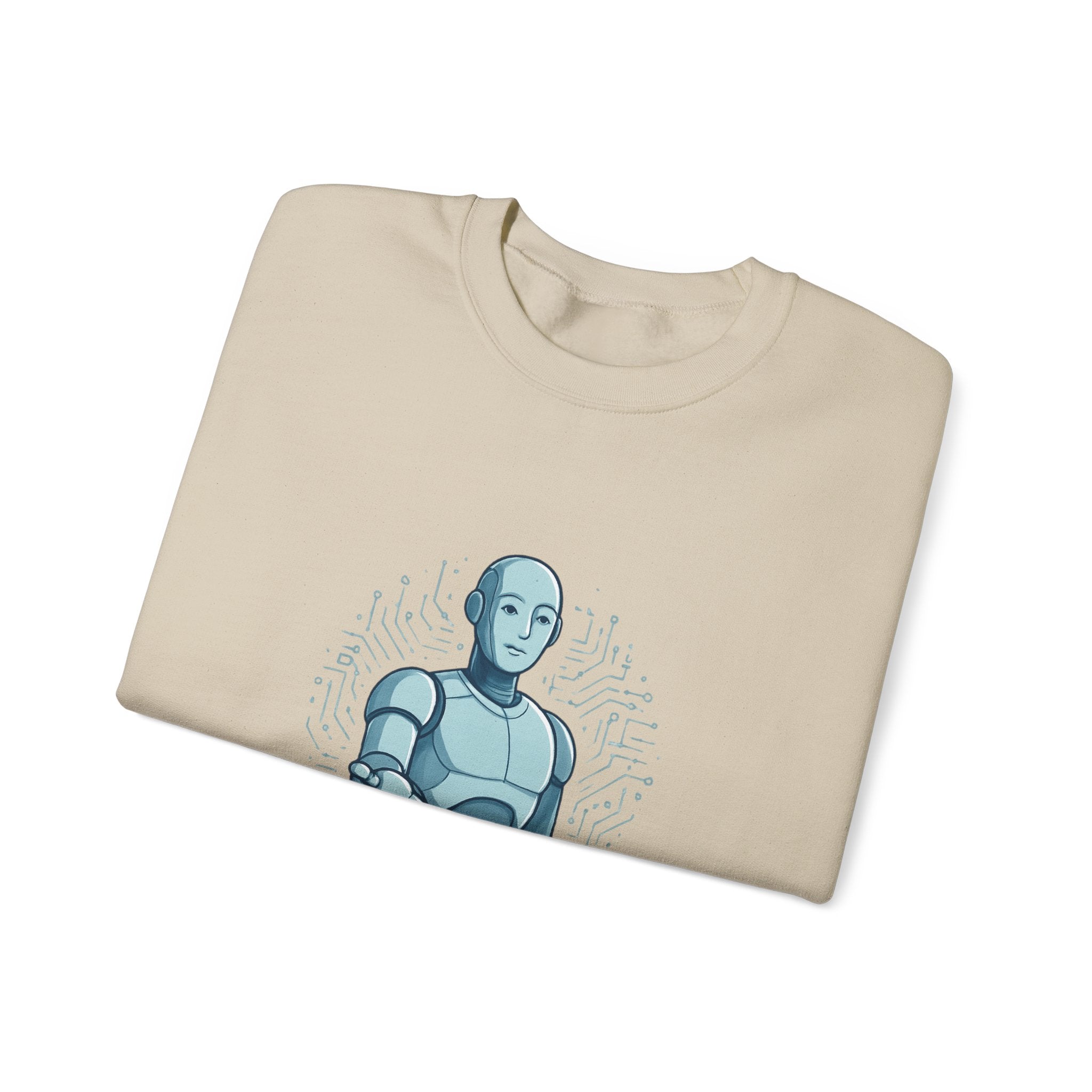 Robot Illustration Sweatshirt — "Harnessing Progress, Embracing Change" Crewneck