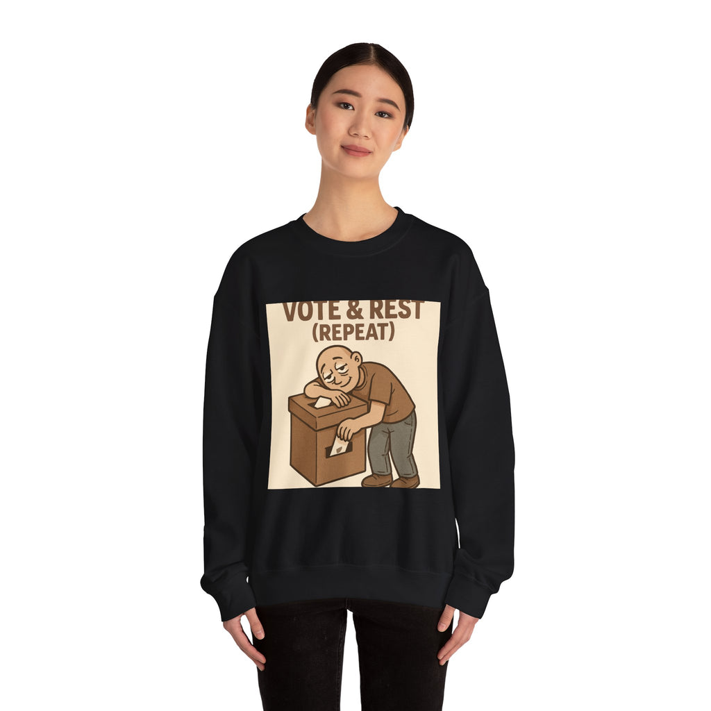 Vote & Rest Crewneck Sweatshirt — Funny Voter Turnout Political Shirt