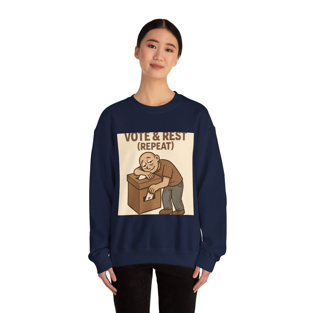 Vote & Rest Crewneck Sweatshirt — Funny Voter Turnout Political Shirt