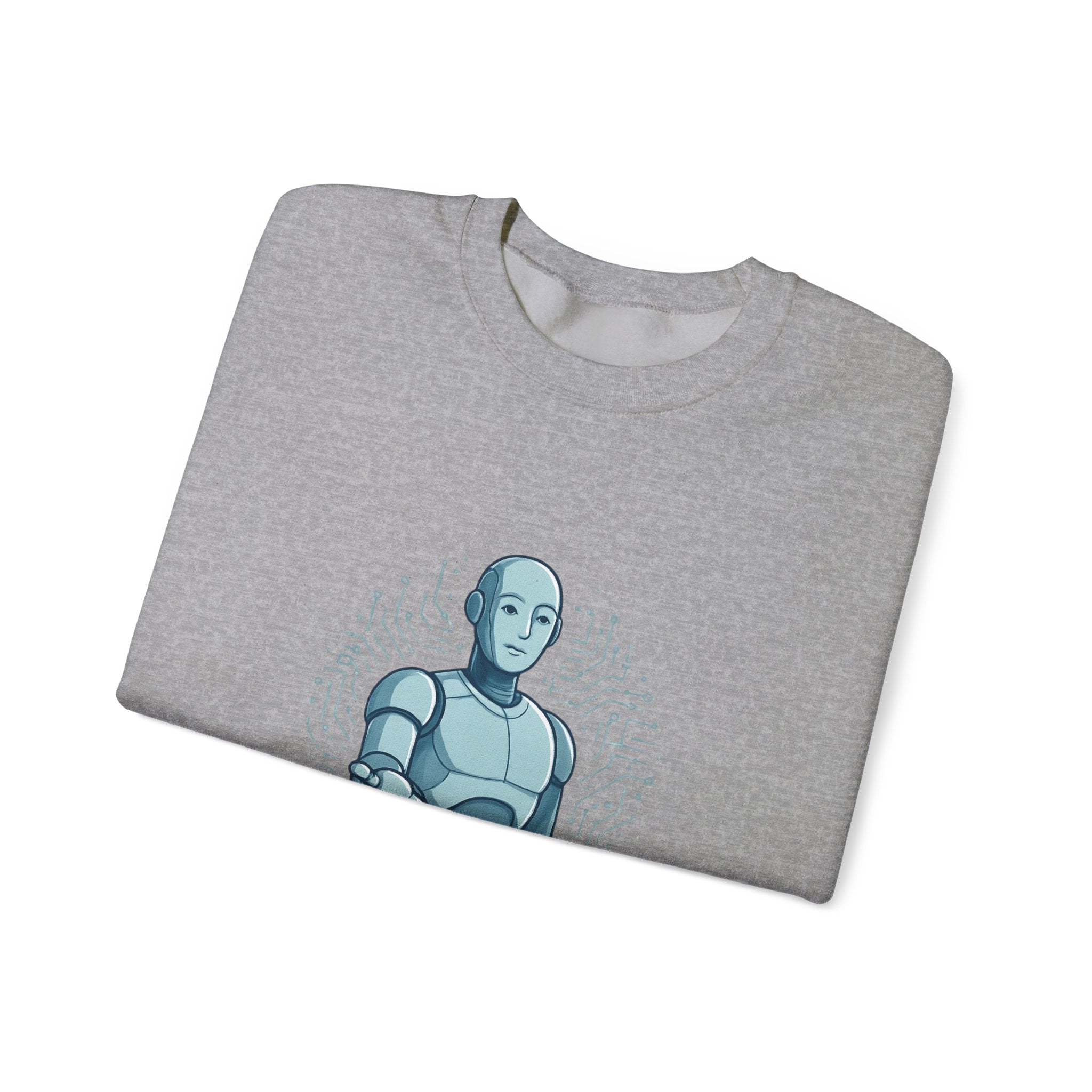 Robot Illustration Sweatshirt — "Harnessing Progress, Embracing Change" Crewneck