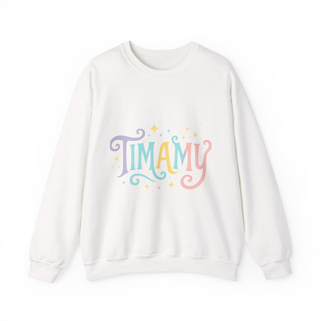 Timamy Pastel Logo Sweatshirt — Cute Colorful Graphic Crewneck