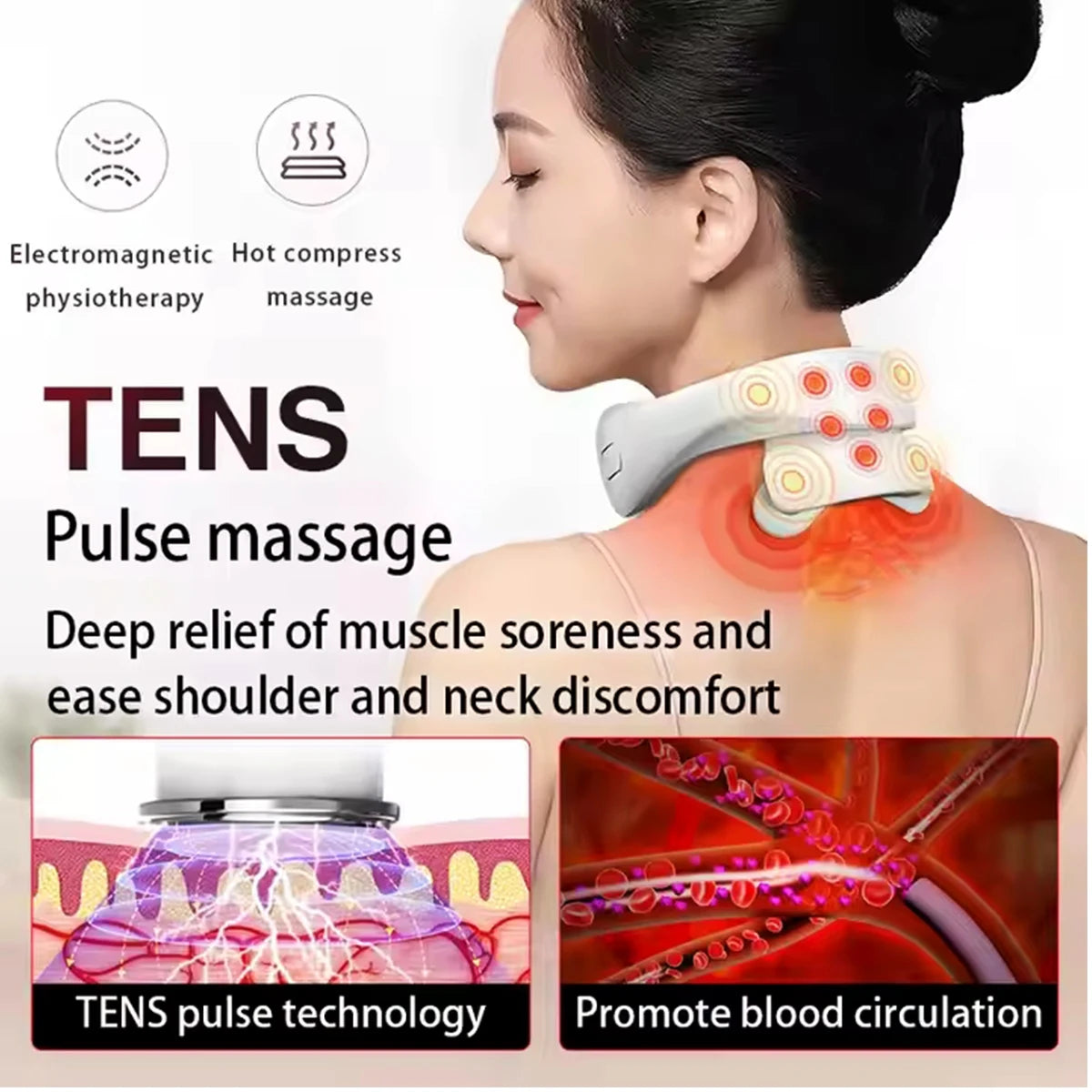 Upgraded New Design Massager with Heating Compression U-Shape Electric EMS Cervical Neck and Shoulder Massager Neck Massager