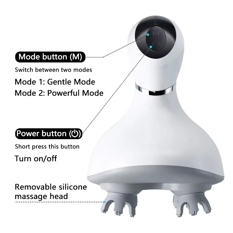 WLX Factory  Electric Scalp Massager Handheld 2 Speeds Vibrating Head Massager With 96 Silicone Nodes for Hair Deep Clean Growth