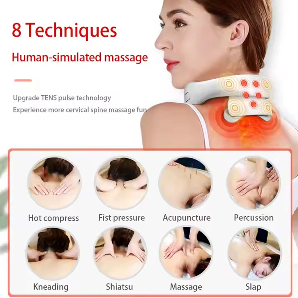 Upgraded New Design Massager with Heating Compression U-Shape Electric EMS Cervical Neck and Shoulder Massager Neck Massager