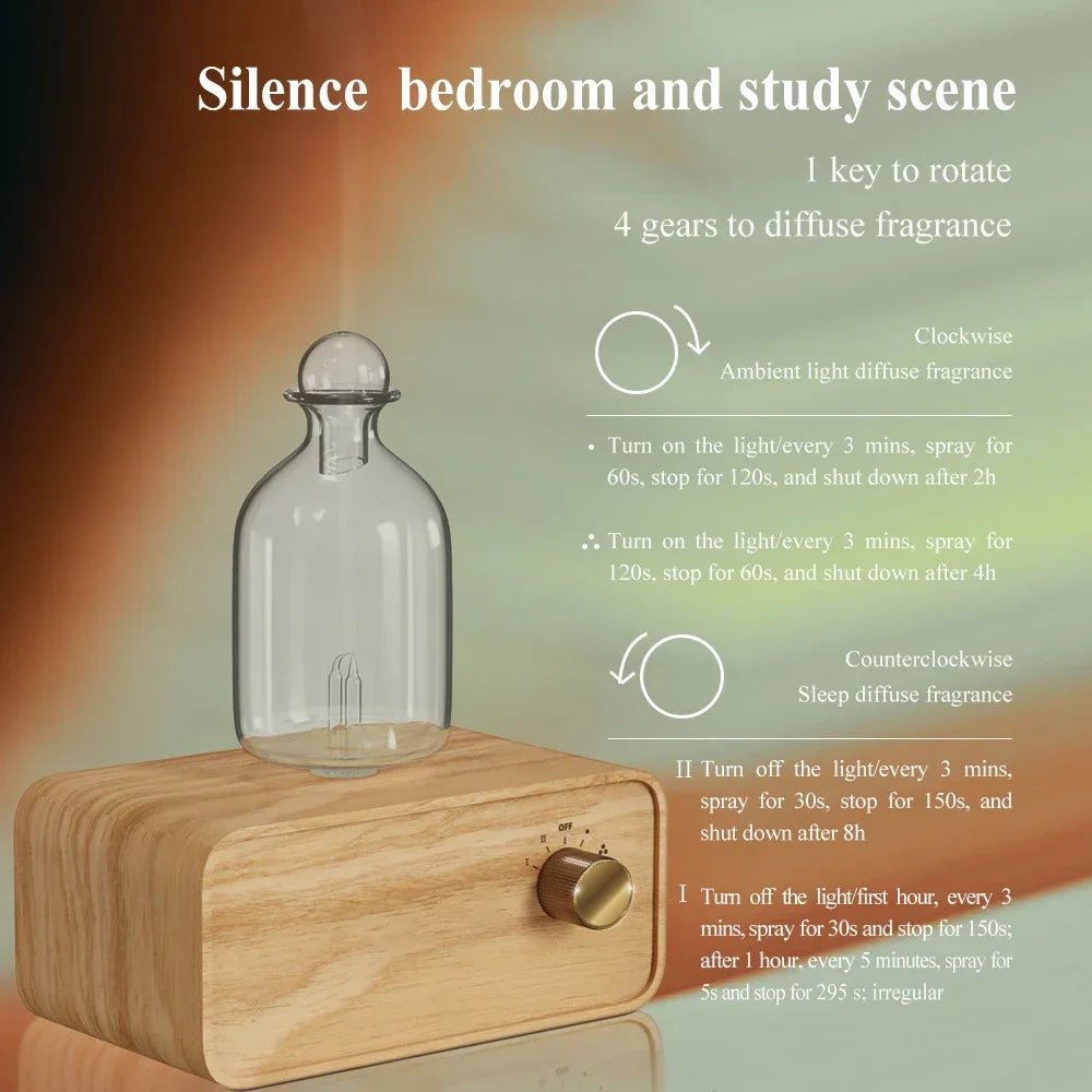 Nebulizing Essential Oil Diffusers For Aromatherapy - Battery Operated Diffuser Wood & Glass Oil Diffuser For Home Office