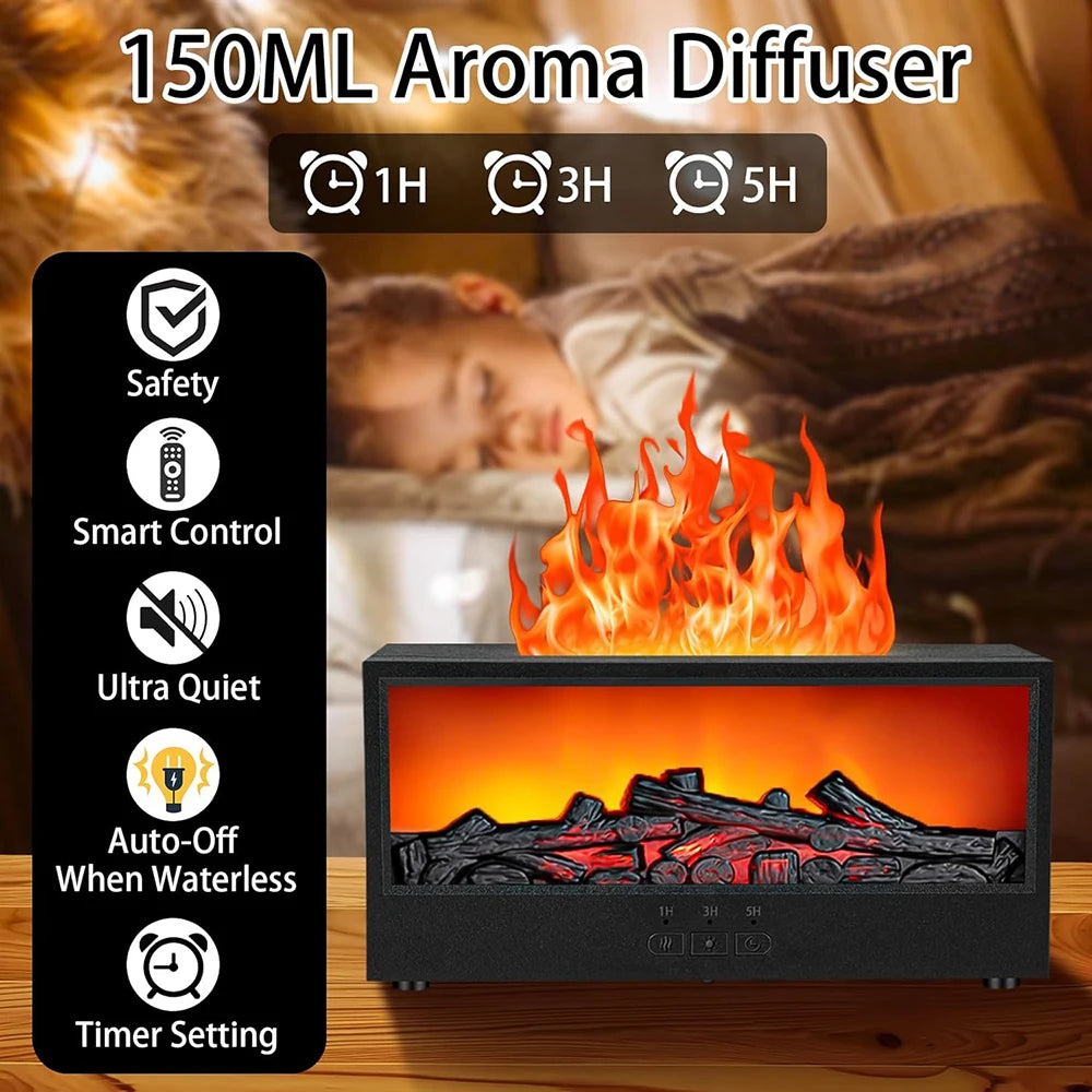 Diffuseur Effet Flamme Cheminée - Vapeur Colorée - Humidificateur Design
