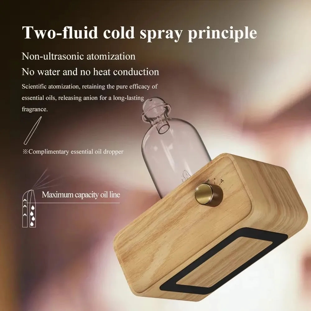 Nebulizing Essential Oil Diffusers For Aromatherapy - Battery Operated Diffuser Wood & Glass Oil Diffuser For Home Office