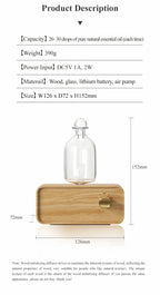 Nebulizing Essential Oil Diffusers For Aromatherapy - Battery Operated Diffuser Wood & Glass Oil Diffuser For Home Office