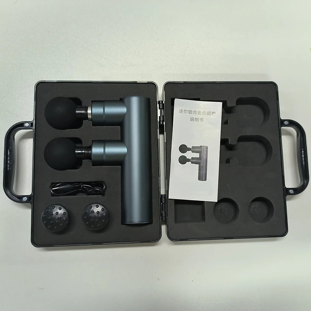 Muscle Electric Massage Gun USB Charging High Frequency Double Head Body Relax Portable Massage Gun with Bag for Sports Gift