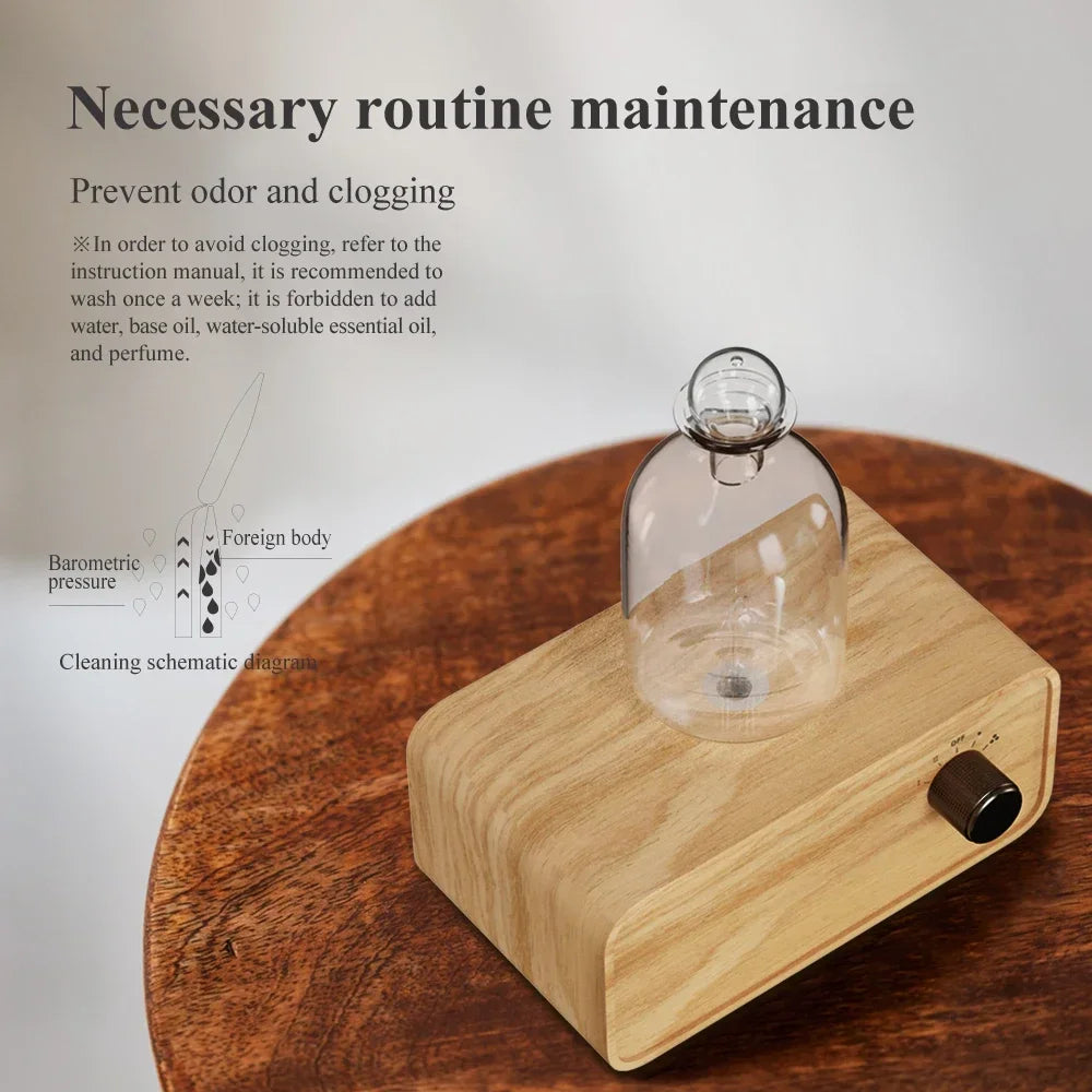 Nebulizing Essential Oil Diffusers For Aromatherapy - Battery Operated Diffuser Wood & Glass Oil Diffuser For Home Office