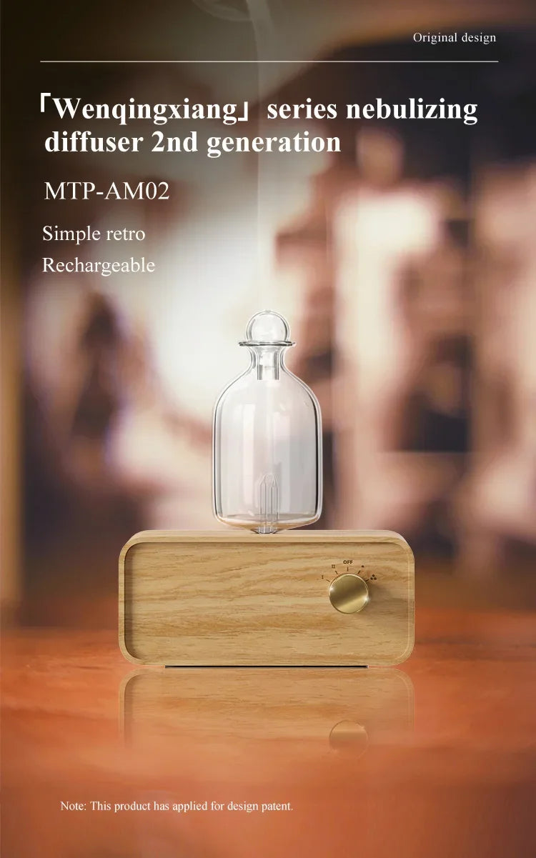 Nebulizing Essential Oil Diffusers For Aromatherapy - Battery Operated Diffuser Wood & Glass Oil Diffuser For Home Office