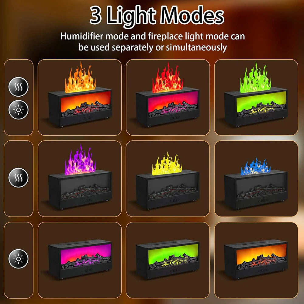 Diffuseur Effet Flamme Cheminée - Vapeur Colorée - Humidificateur Design