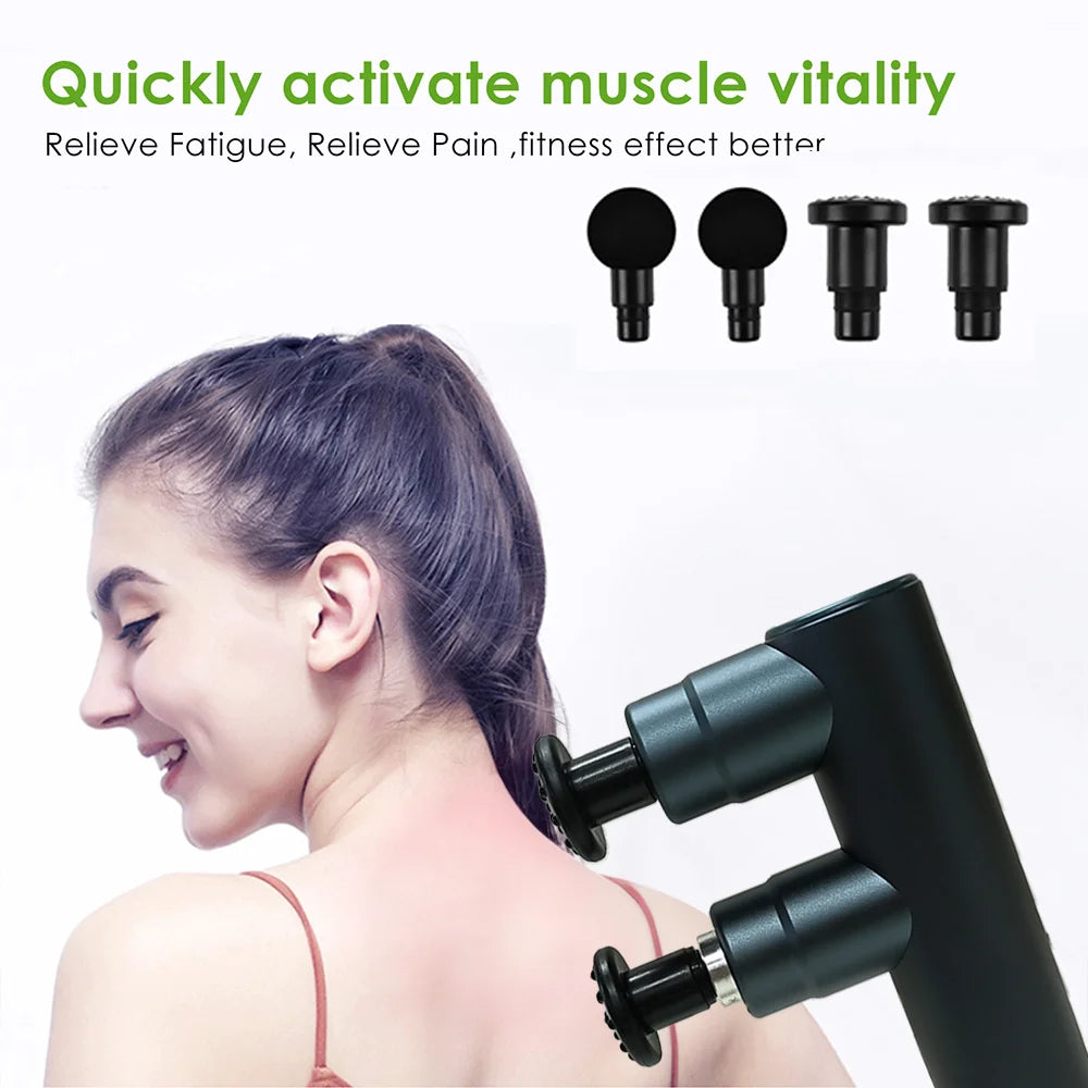 Muscle Electric Massage Gun USB Charging High Frequency Double Head Body Relax Portable Massage Gun with Bag for Sports Gift