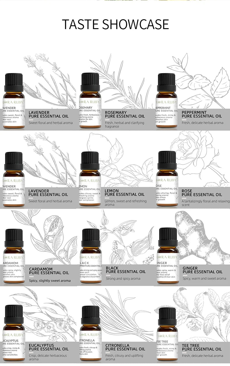 Set 12 Huiles Essentielles pour Diffuseur - Aromathérapie Maison
